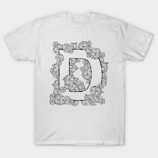 Letter D Retro Swirl Art T-Shirt